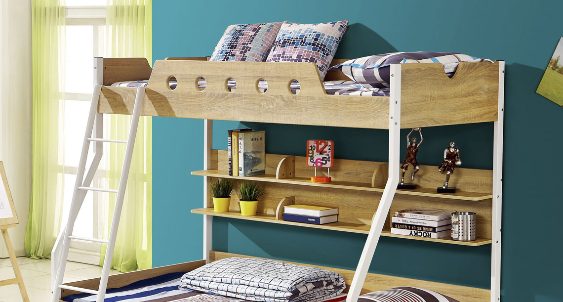 Kids Double Bunk Bed with Trundle Bed